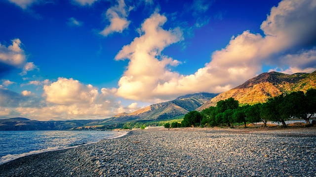 Crete Greece Beach and mountains