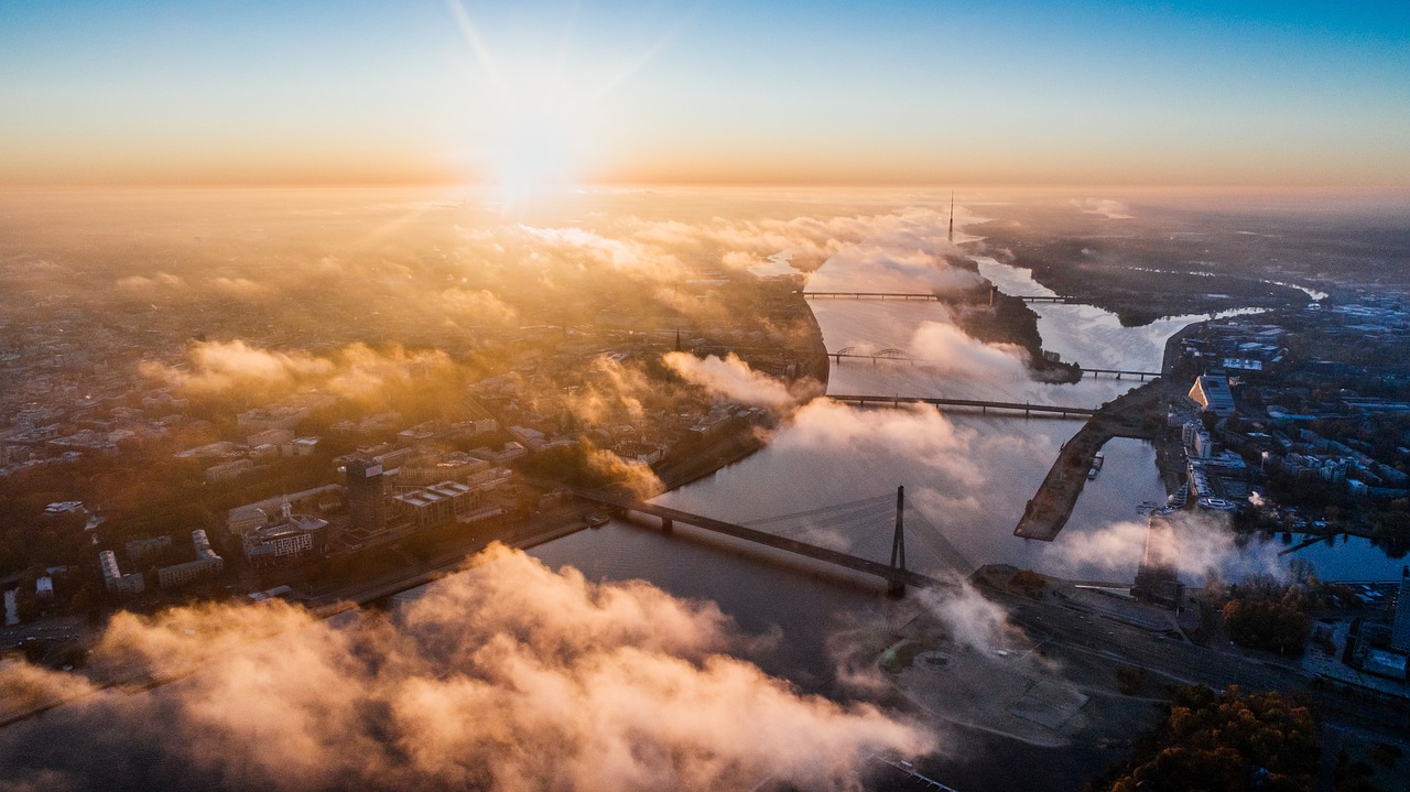 The old town of Riga, Latvia, across the Daugava